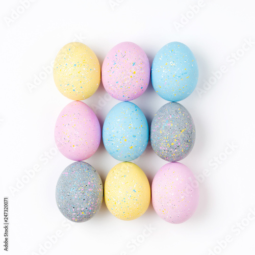 Stylish Set Of 9 Pale Pink Blue Yellow And Gray Easter