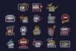 © topvectors - Colorful glowing signboards set, retro neon street signs vector Illustrations