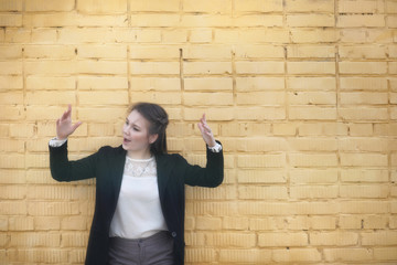 Wall Mural - Cute girl in an autumn park