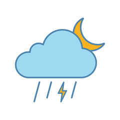 Sticker - Night thunderstorm color icon