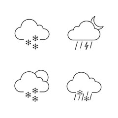 Wall Mural - Weather forecast linear icons set