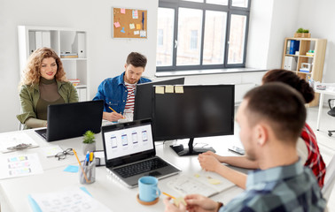 Wall Mural - business, technology and people concept - creative team or designers working on user interface at office