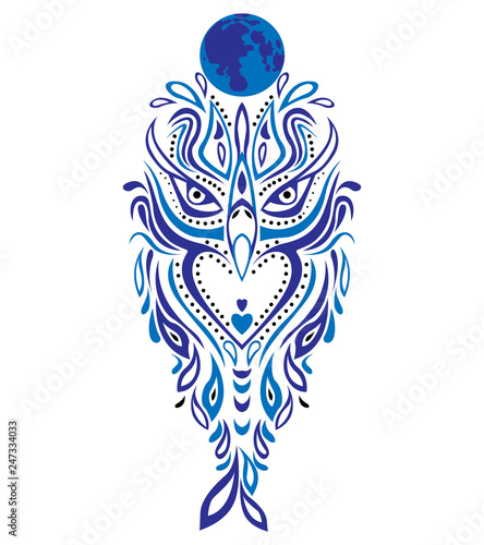 Folia Na Okno łazienkowe Rysunek Sowy Ręcznie Na Białym Tle