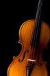 Details of violin head closeup isolated on black