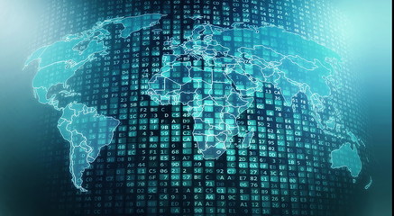 Wall Mural - internet worldwide global digital data flows and processing