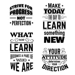  Collection of quote typographical background about school and education made in vintage style. Vector template for card, banner, poster, t-shirt, sweatshirt, bag.