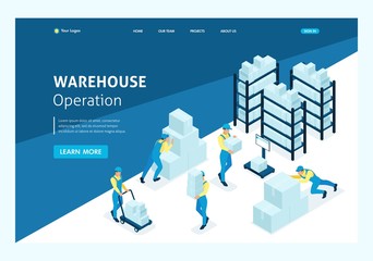 Wall Mural - Isometric Landing Page Large Warehouses
