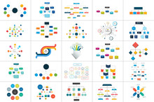 Mega Set Of Various  Flowcharts Schemes, Diagrams. Simply Color Editable. Infographics Elements.