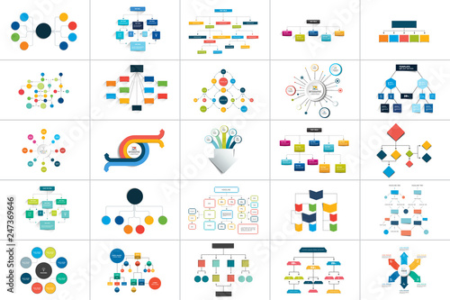 Fotografía Mega set of various flowcharts schemes, diagrams