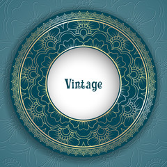 Wall Mural - Vintage ornamental round frame for greeting card, invitation or packaging design