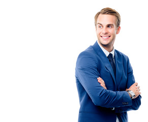 Wall Mural - Happy young businessman, isolated