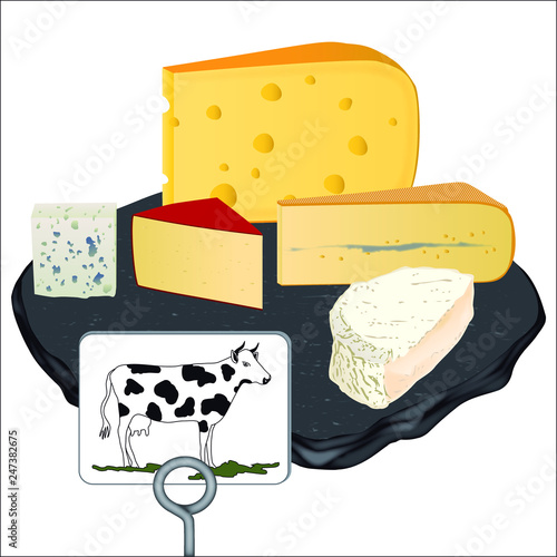 Illustration Vectoriel De Fromages Au Lait De Vache