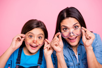 close-up portrait of two nice cute sweet pretty lovely attractive funny cheerful cheery straight-hai