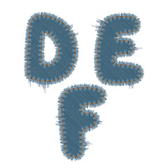 torn denim letters