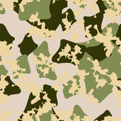 Forest camouflage of various shades of green, beige and yellow colors