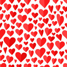 Vector Seamless Pattern Of Red Hearts