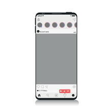 New Mock up of social network on Smartphone, mobile realistic style. Flat design Photo frame vector illustration white background. Instagram Style. EPS 10