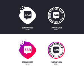 Wall Mural - Logotype concept. FAQ information sign icon. Help speech bubble symbol. Logo design. Colorful buttons with icons. Vector