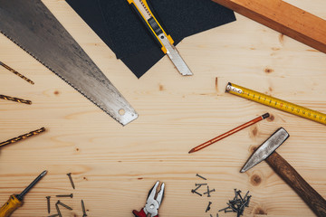 tools on wooden table