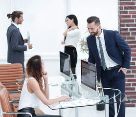 Wall Mural - employees in the workplace in the office.