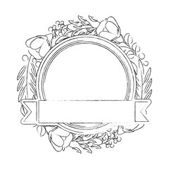 Poster - frame with beautiful flower and ribbon icon