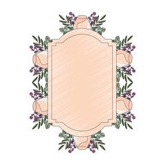 Sticker - frame with rose flower beautiful isolated icon