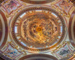 PRAGUE, CZECH REPUBLIC - OCTOBER 12, 2018: The fresco of Last Judgment and Four Evangelist in the cupola of St. Francis of Assisi church by Václav Vavřinec Reiner (1689 - 1743).