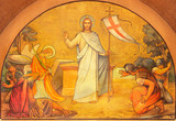 Fototapeta  - PRAGUE, CZECH REPUBLIC - OCTOBER 13, 2018: The fresco Resurrection of Jesus in church kostel Svatého Václava by S. G. Rudl (1900).