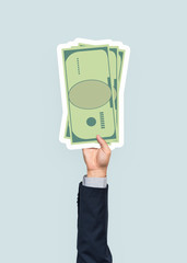 Wall Mural - Hand holding paper money clipart