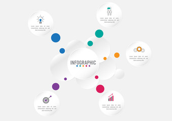 Wall Mural - Business infographic template with 5 options circular shape