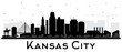 Kansas City Missouri Skyline Silhouette with Black Buildings Isolated on White.
