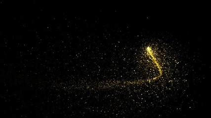 Wall Mural - Abstract holiday valentines day background with shining gold sparkling heart particles on black. 4K motion graphic.