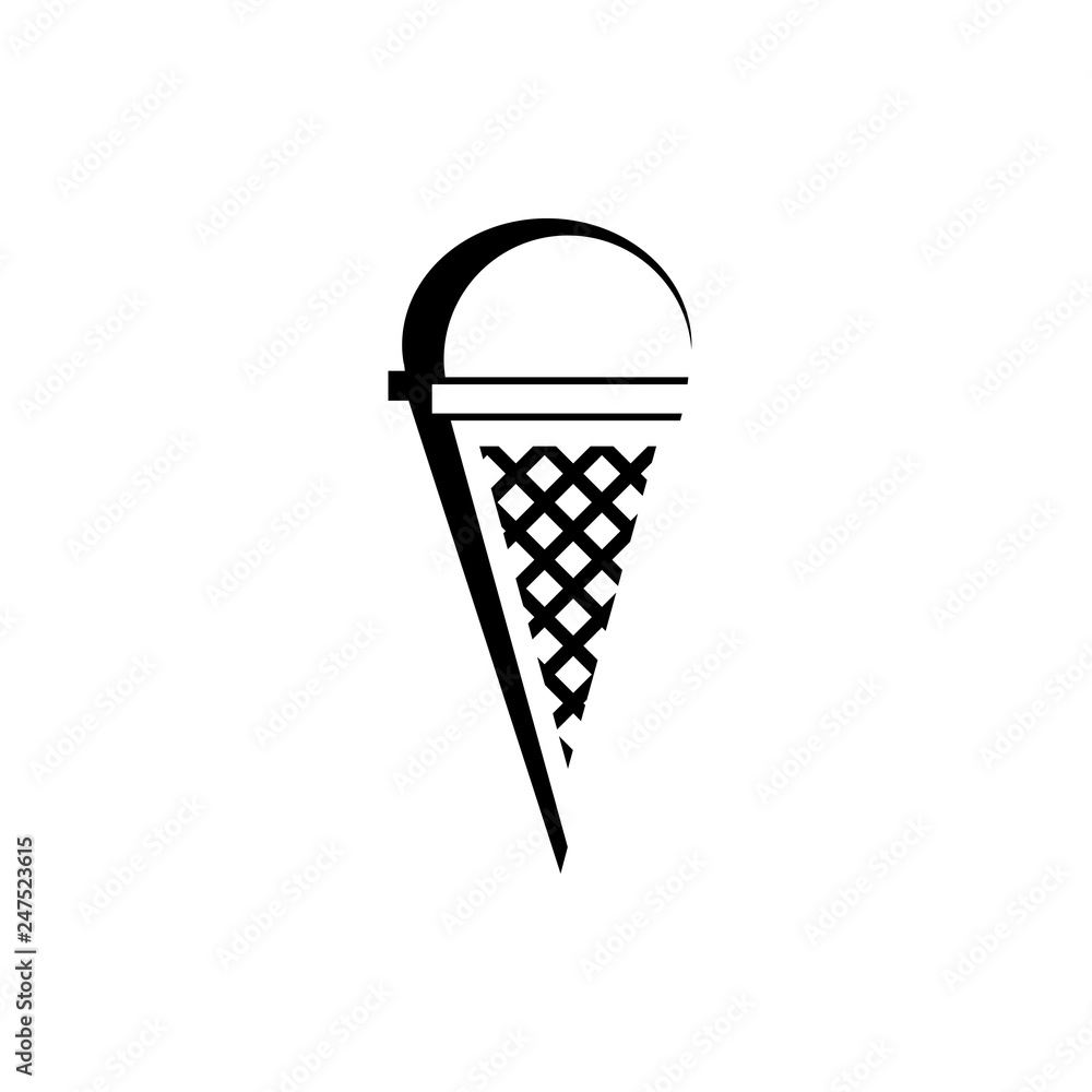 ice cream cone vector black and white icon Stock Vector | Adobe Stock