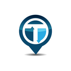 Wall Mural - T letter gps logo. GPS vector. GPS icon. Navigation vector logo. Navigation vector icon. Travel logo.