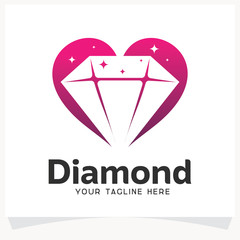 Wall Mural - Diamond Love Logo Design Template Inspiration