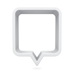 Poster - 3d speech bubble or blank white rounded square chat pin isolated on white background with shadow 3D rendering