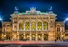 Vienna State Opera At Night, Vienna, Austria.