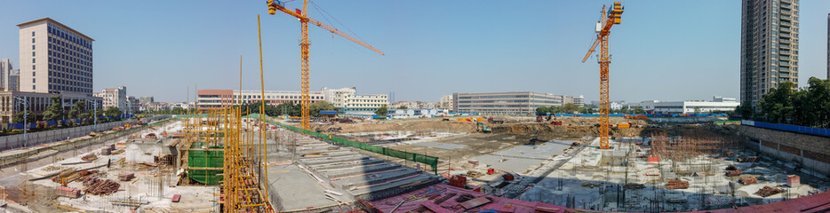 wide photo of construction site doing base works