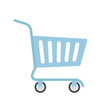 Shopping Cart. Supermarket Cart. Blue Shopping Cart. Vector. Vector Illustration. EPS 10.