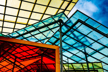 Colorful Roofs in Glass in Switzerland.