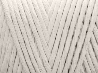 Cotton cord for macrame. Skein closeup. White background