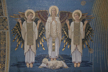 Wall Mural - Angels, mosaic, Mount Tabor- Basilica of the Transfiguration