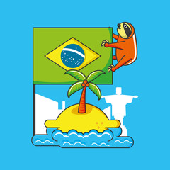 Wall Mural - flag of brazil with culture icons