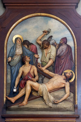 Wall Mural - 11th Stations of the Cross, Crucifixion, Basilica of the Sacred Heart of Jesus in Zagreb, Croatia 