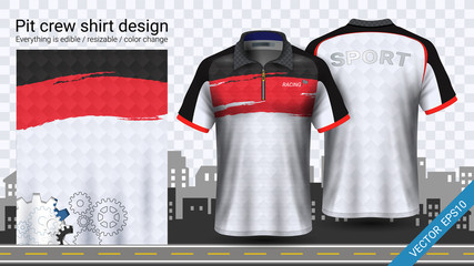 Wall Mural - Polo t-shirt with zipper, Racing uniforms mockup template for Active wear and Sports clothing, such as, Racing apparel, Karting, Pit crew, Mechanic overalls, Everything is editable and Color change.