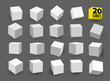 © Anatoliy - Set of white 3D cubes pack isolated on white background. Different light, perspective and angle. Vector illustration. Isolated on gray background.