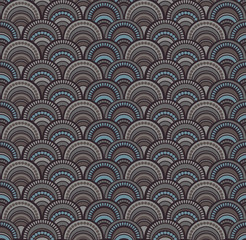  Ethnic style fish scale seamless geometric pattern