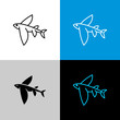 Flying fish thin linear simple icon side view.