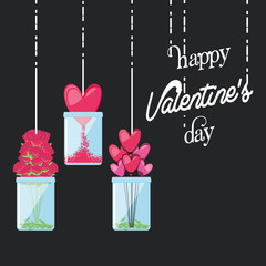 Sticker - valentines day card with decoration hanging