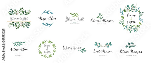 Elegant logos, Wedding monograms, hand drawn elegant, delicate collection